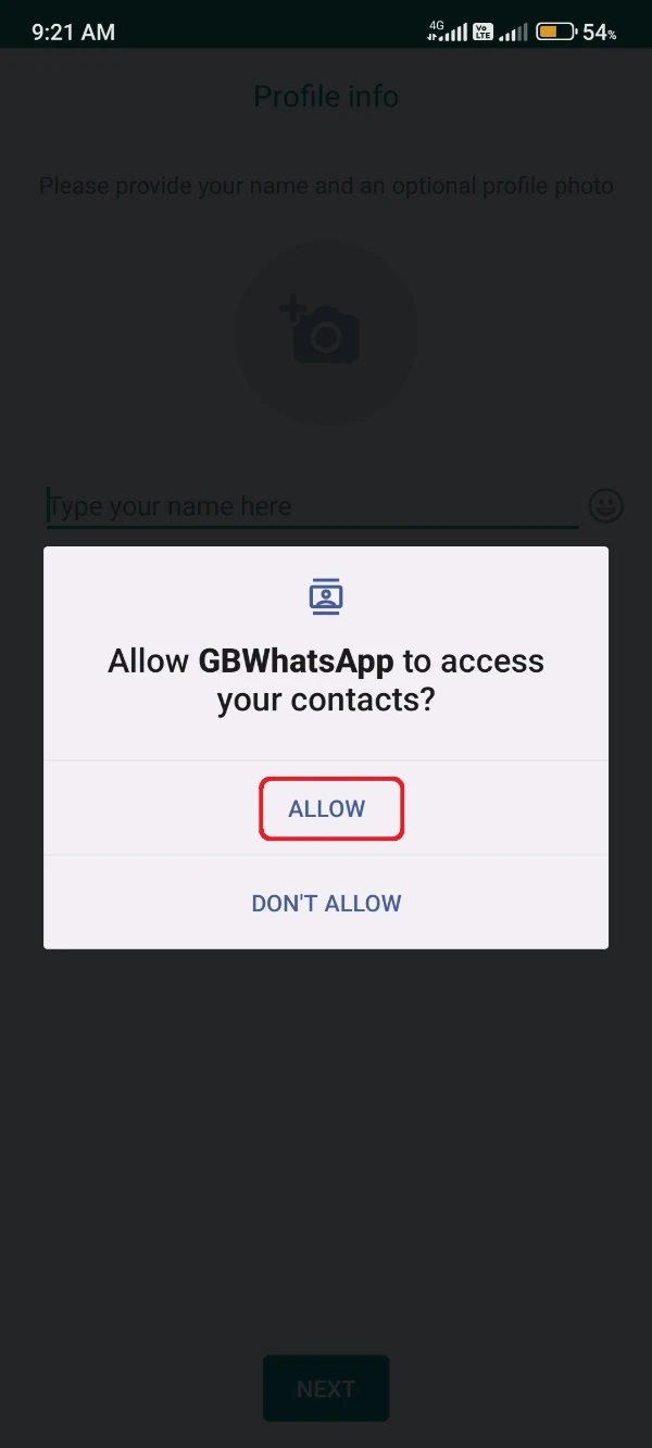 Allow GBWhatsApp