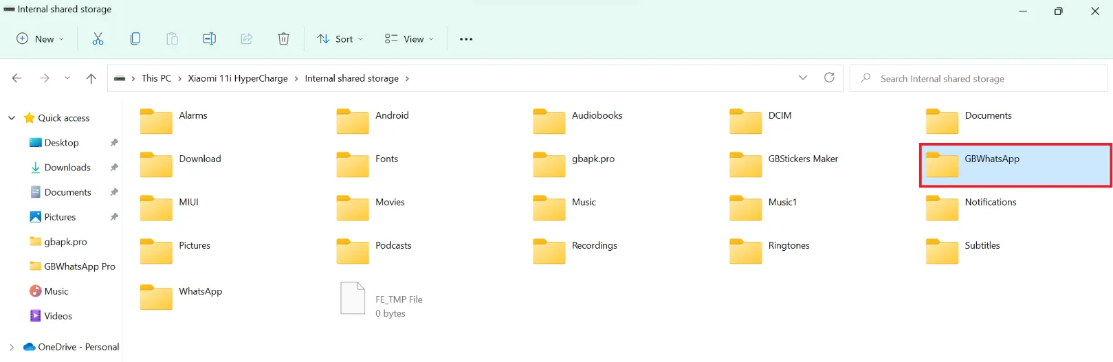 Copy GBWhatsApp Folder