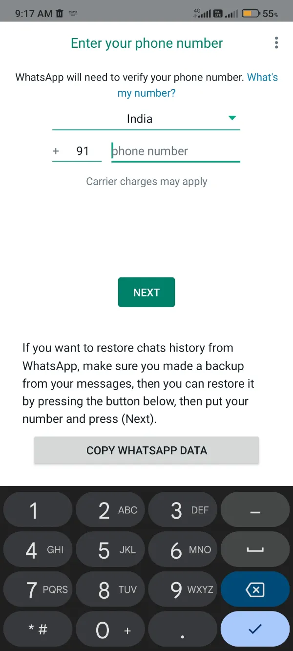 GBWhatsApp Pro Add Phone Number