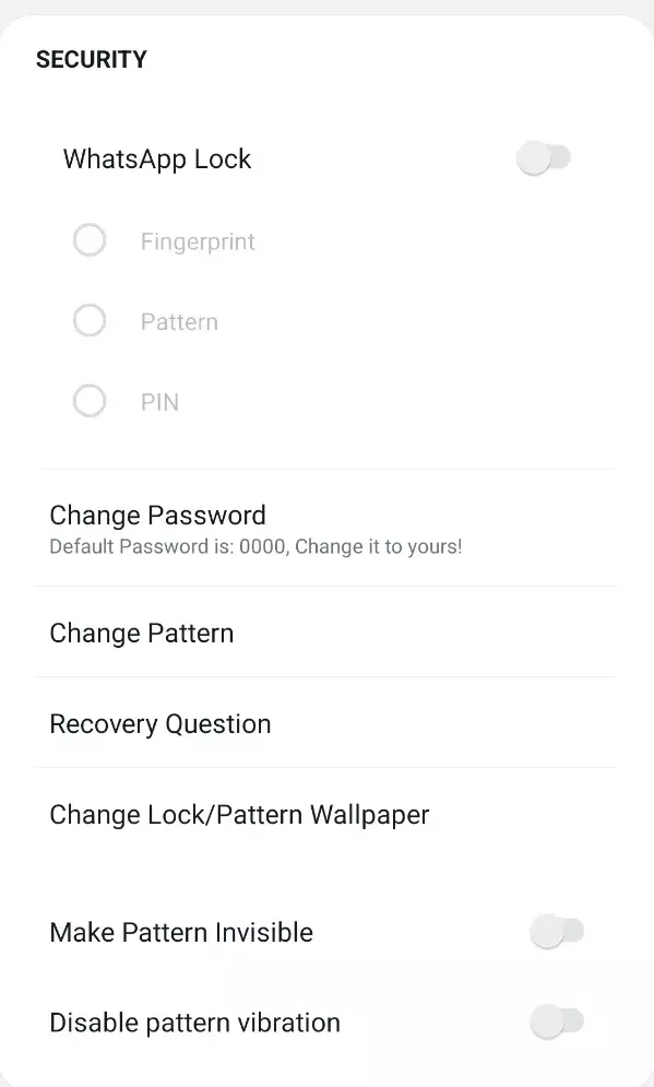 GBWhatsApp Pro Built in Lock Feature