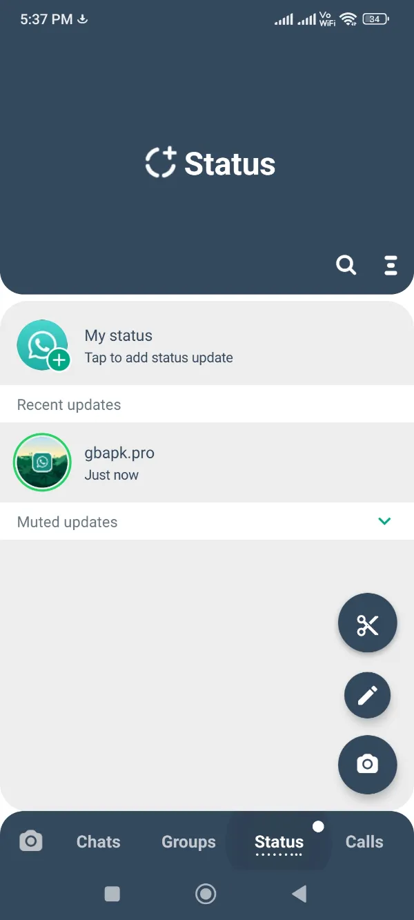 GBWhatsApp Pro Status Section