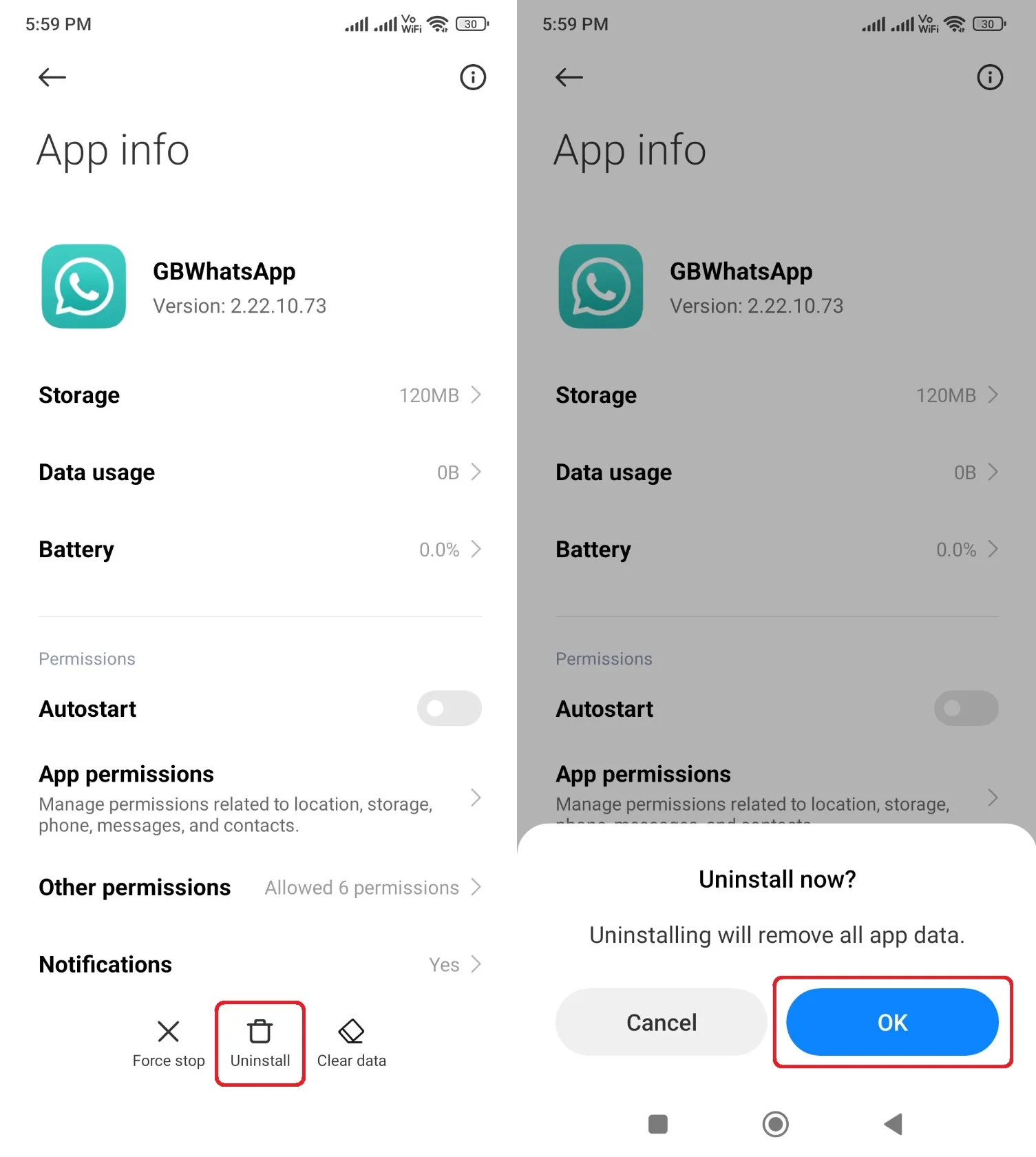 GBWhatsApp Uninstall App Info