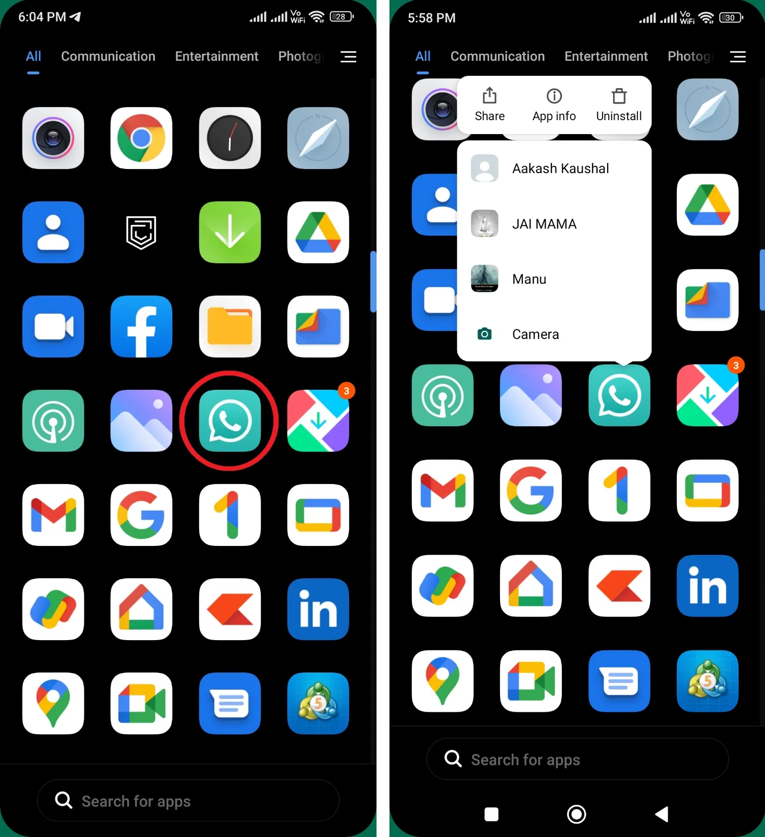 GBWhatsApp Uninstall Search