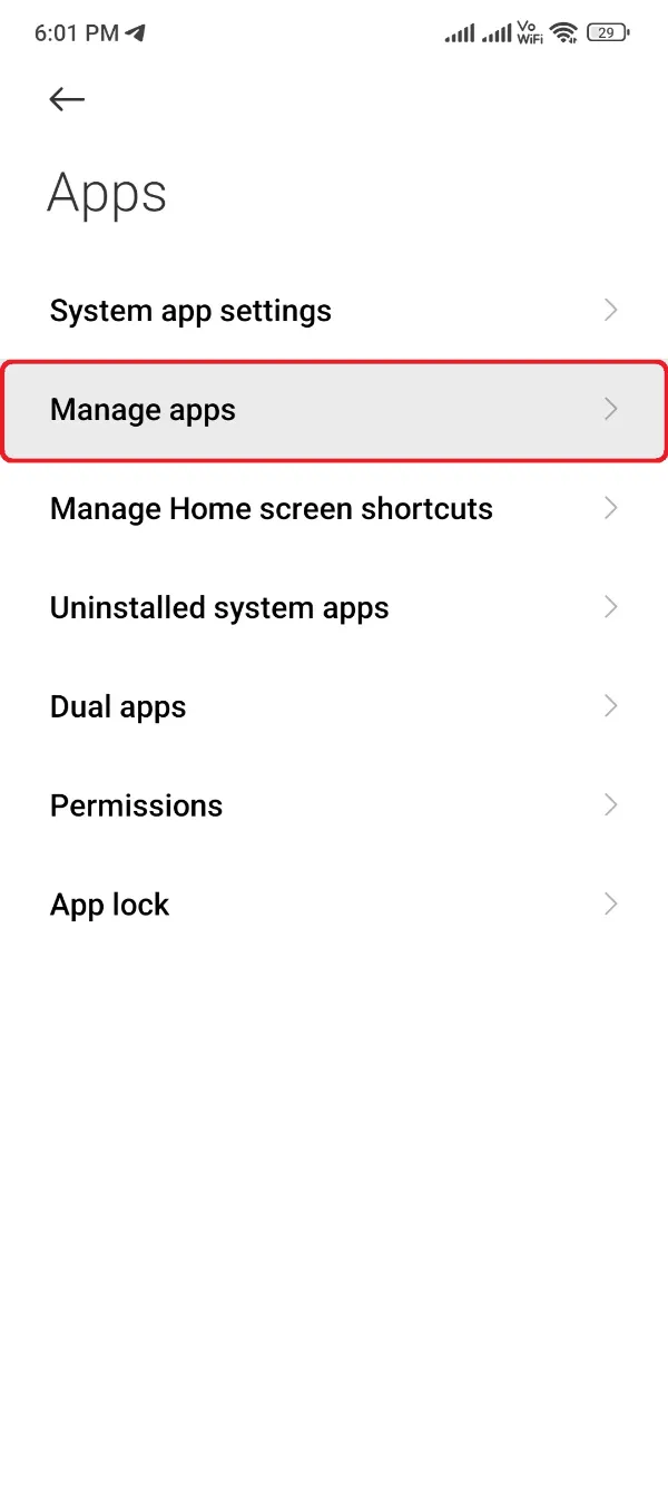 GBWhatsApp Uninstall Settings Manage Apps