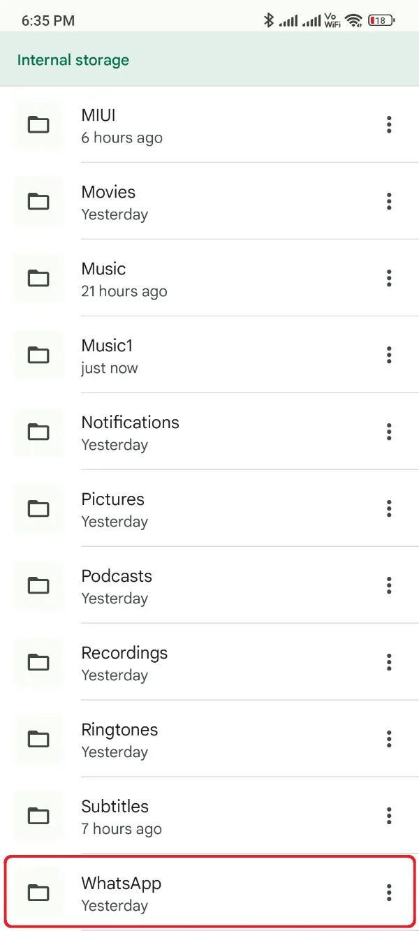 Google Files App Open WhatsApp Folder