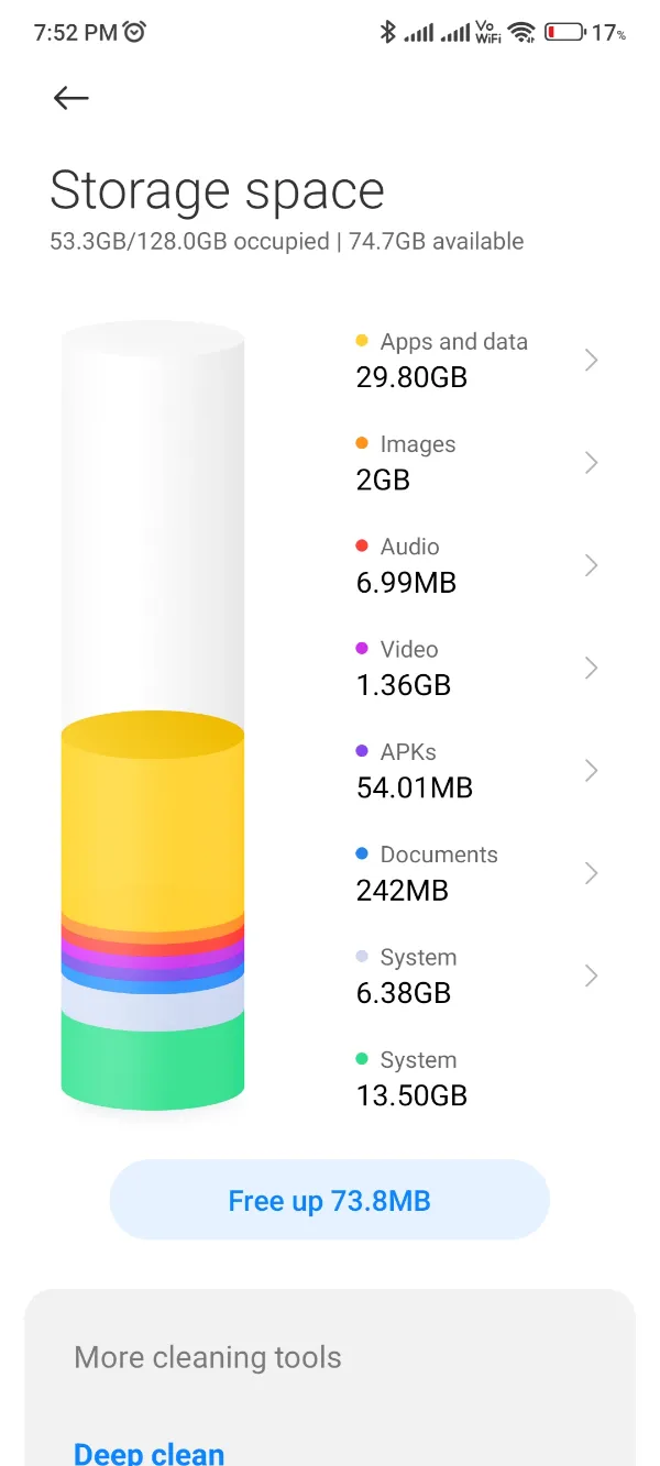 Problème d'espace insuffisant Android