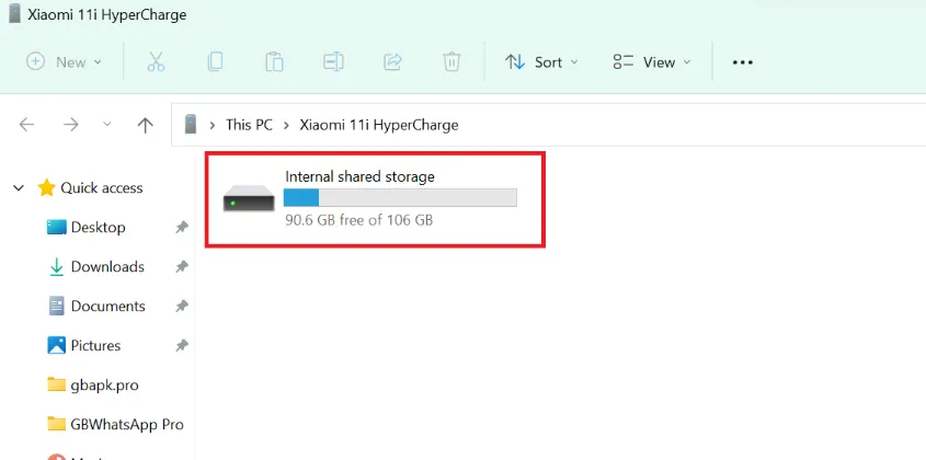 Open Phone Internal Storage