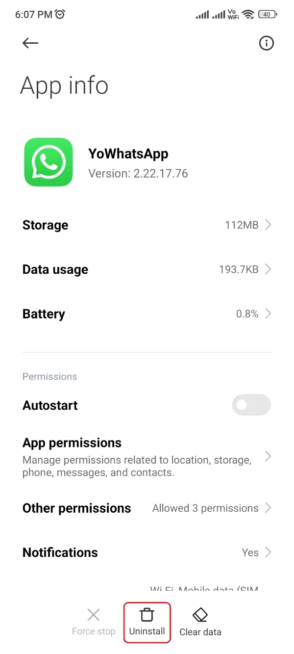 Info Aplikasi YoWhatsApp Copot pemasangan 2