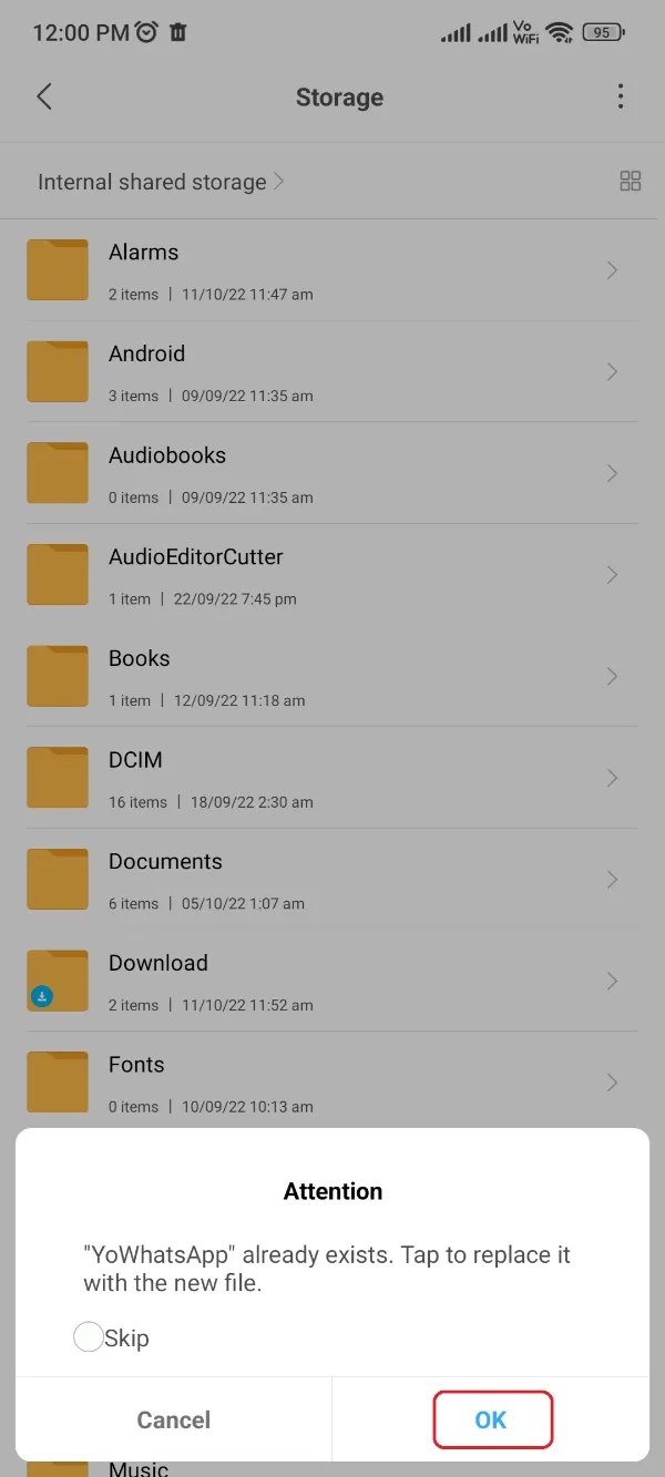 Replace YoWhatsApp Folder