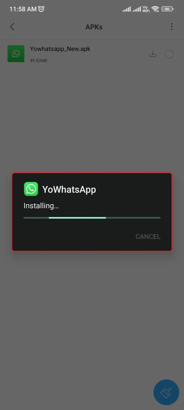 YoWhatsApp APK Install