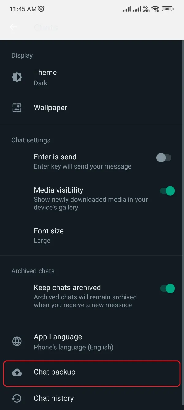 YoWhatsApp Chat Backup
