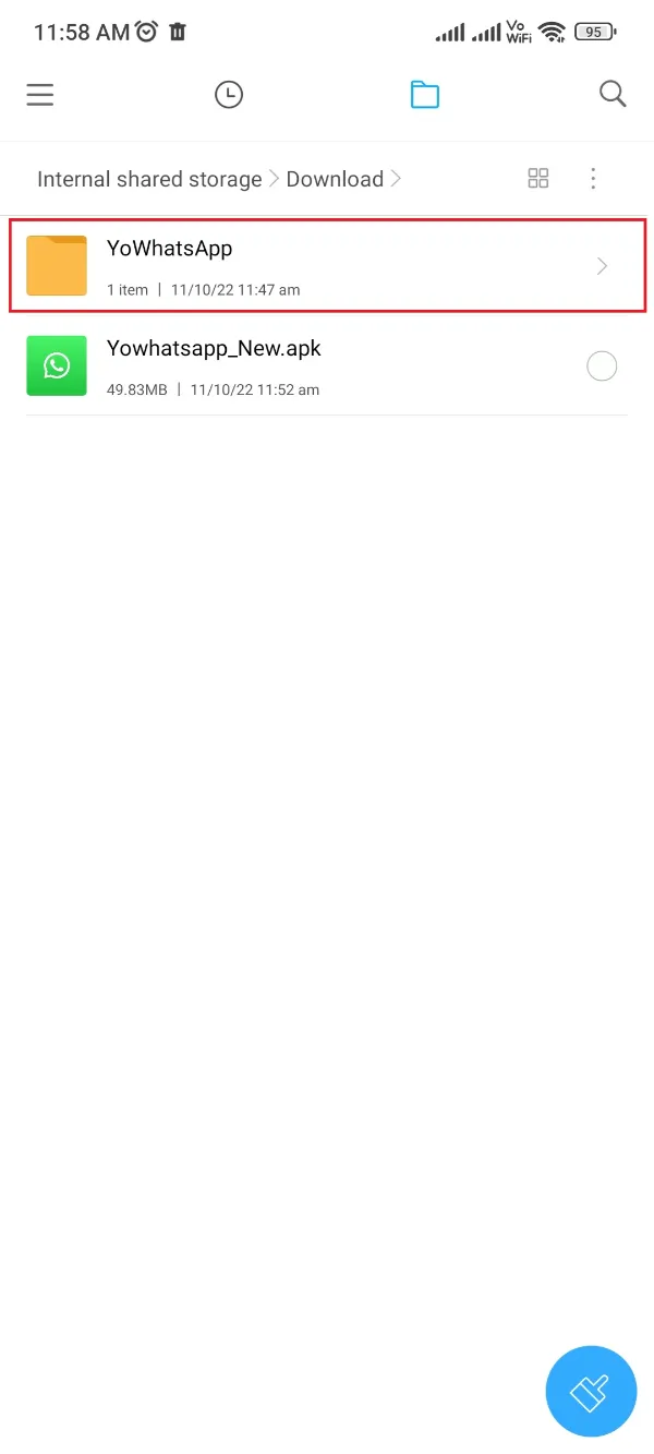 YoWhatsApp Folder Downloads