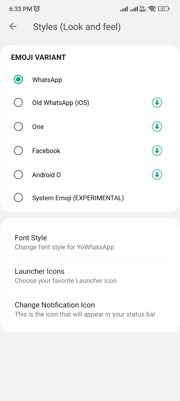 YoWhatsApp Icons Customization