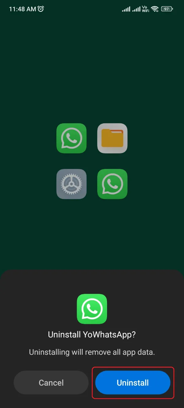 YoWhatsApp Uninstall