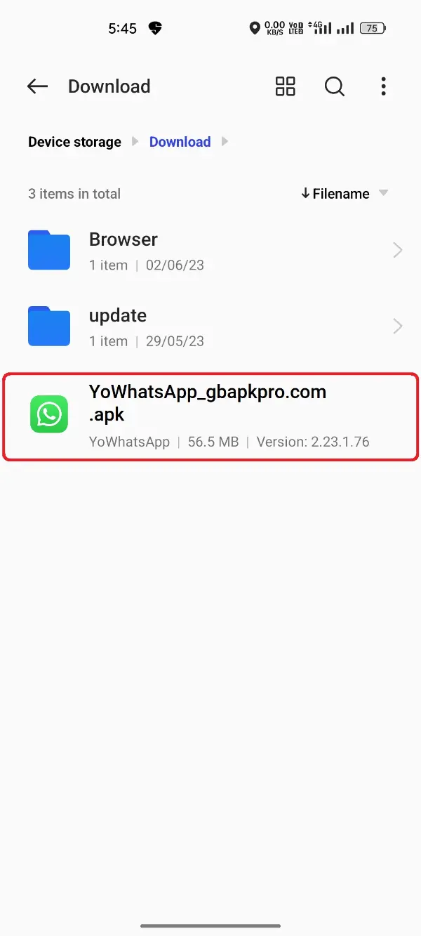 YoWhatsApp APK File