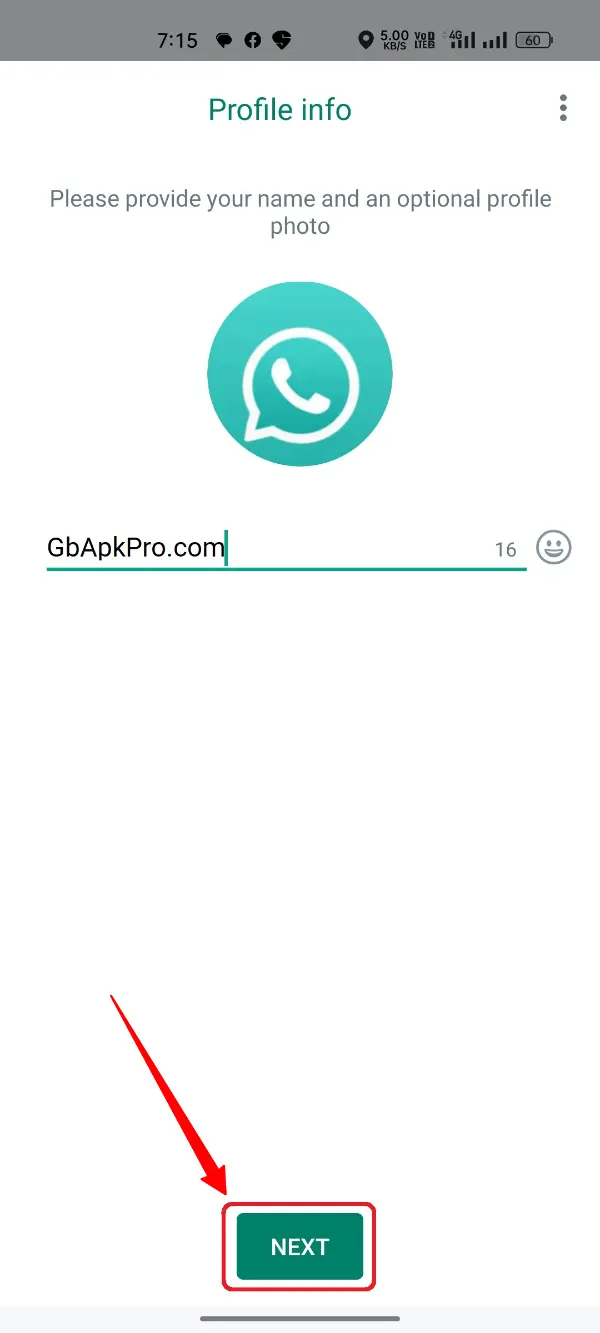 YoWhatsApp APK Profile Name Next