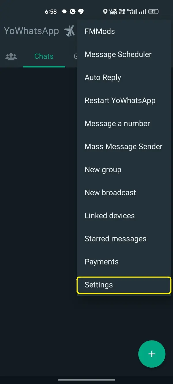YoWhatsApp Settings Options