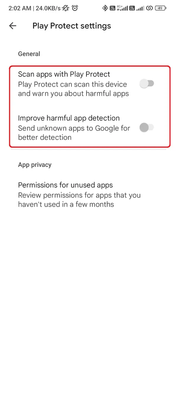 Disable Google Play Protect WhatsApp Plus