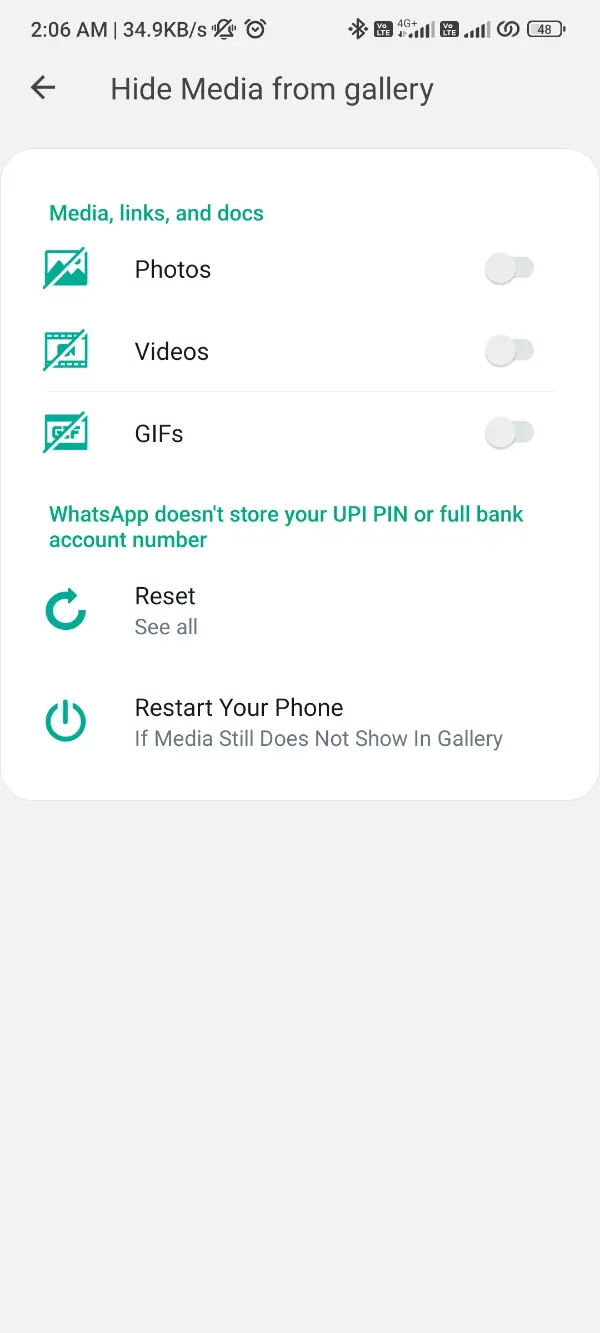 Hide Media From Gallery WhatsApp Plus