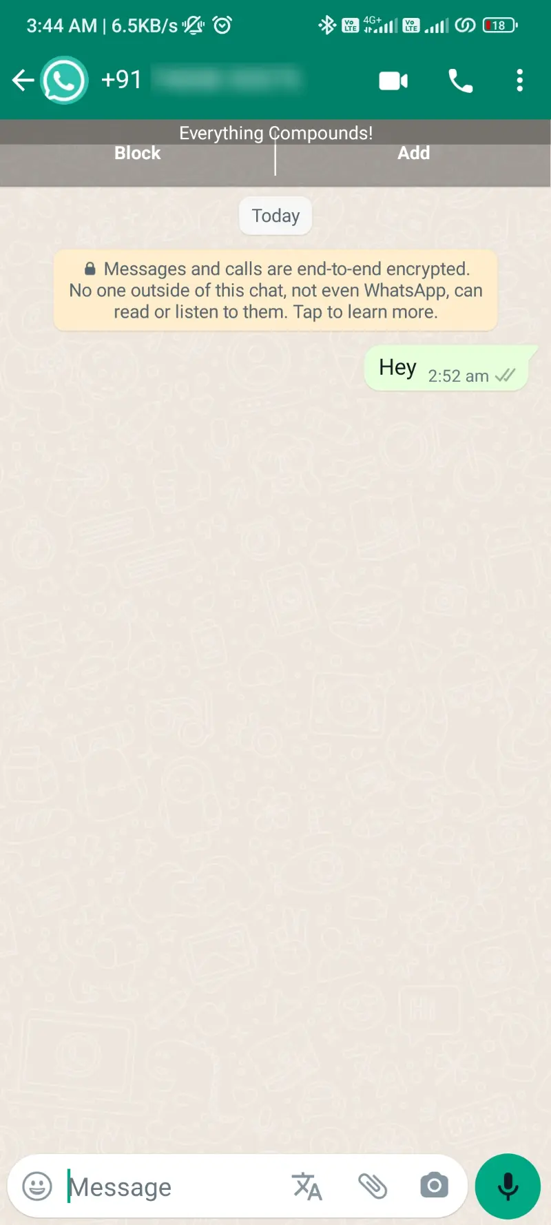 Message Window Unsaved Number WhatsApp Plus
