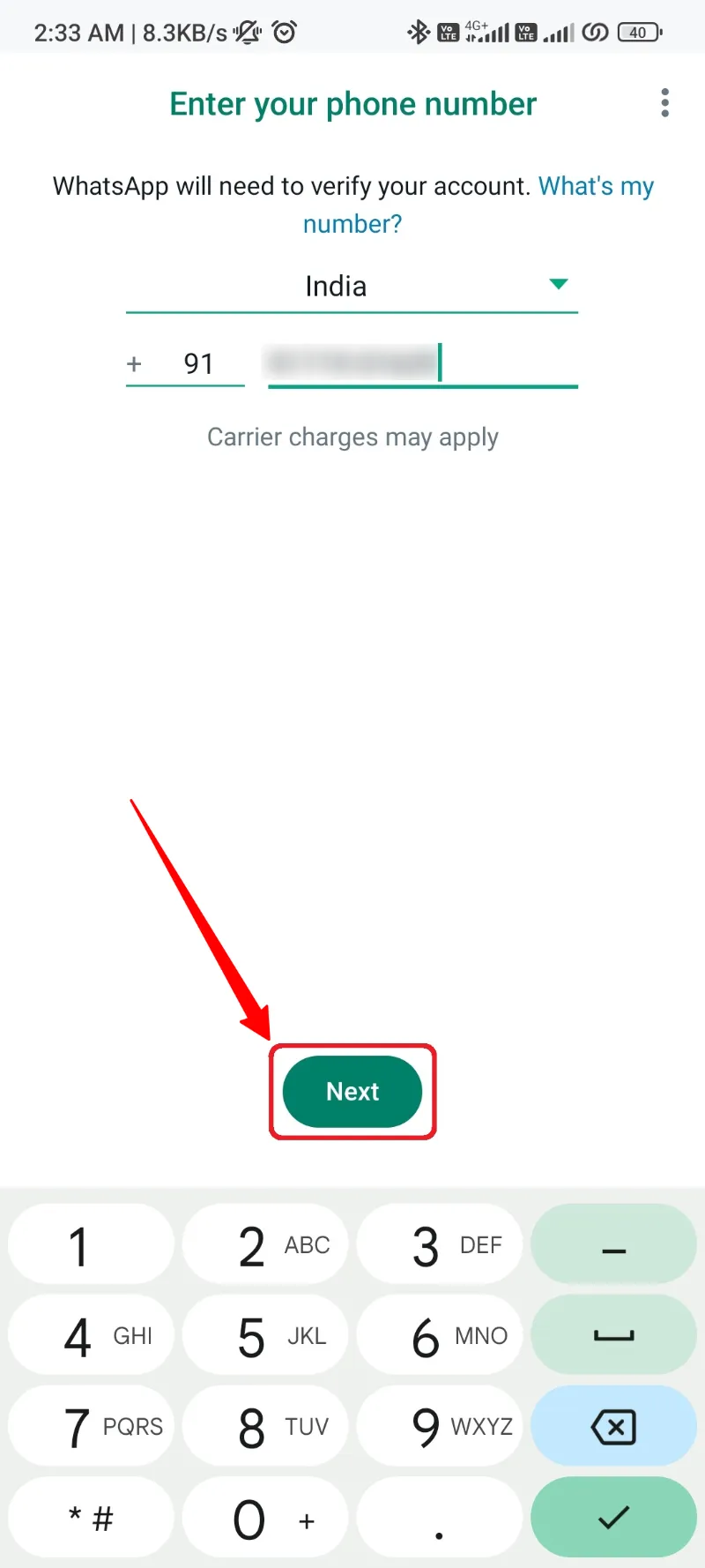 Official WhatsApp Enter Phone Number