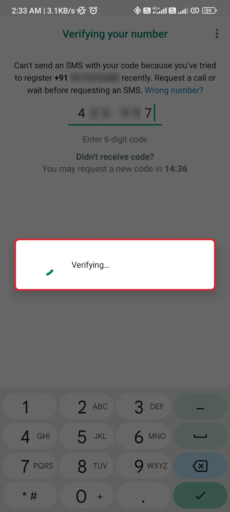 Official WhatsApp Verify OTP