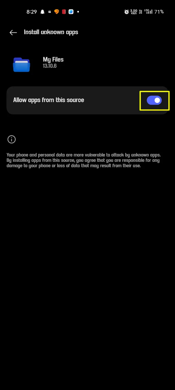 FMWhatsApp Aktifkan Instalasi Pihak Ketiga
