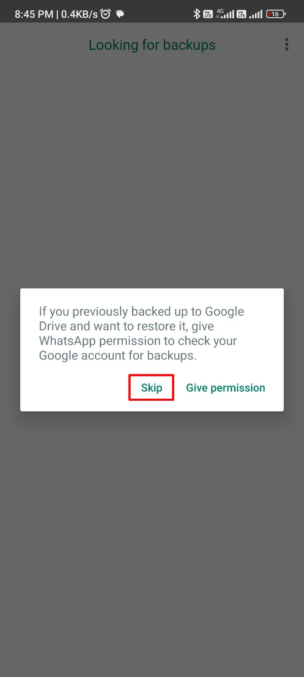 Fouad WhatsApp Skip Google Backup Pop-up